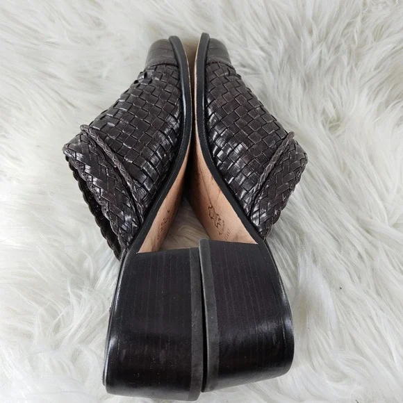 Brighton Franki Mules Womens 8 Brown Leather Croc Alligator Embossed Woven Charm - Picture 8 of 13